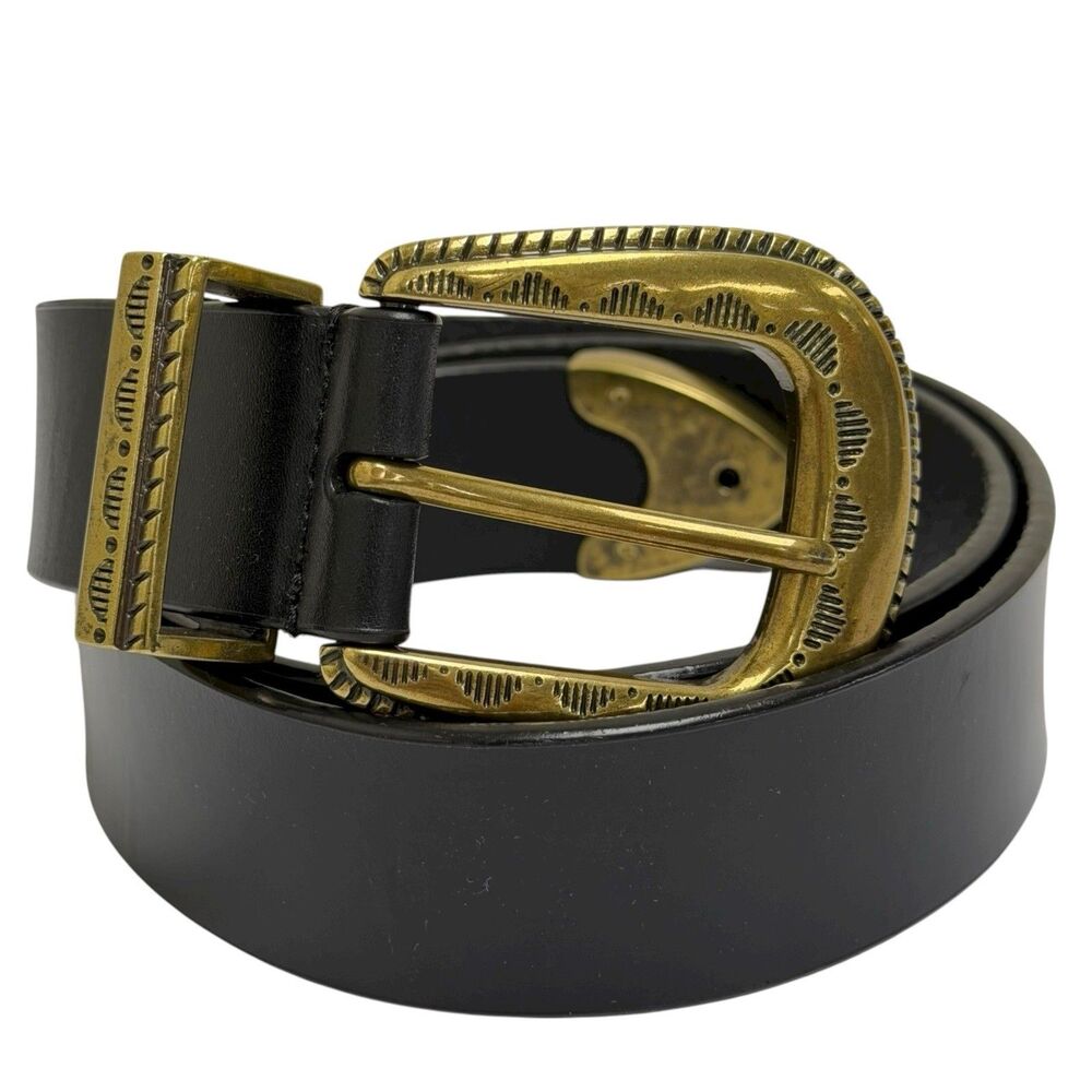 Lucky Brand Women’s Size‎ Small Black 100% Leather Belt Detailed Buckle NWT